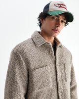 wax london men's Mount - Natural Reversible Boucle Wool Overshirt