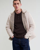wax london men's Mount - Natural Reversible Boucle Wool Overshirt