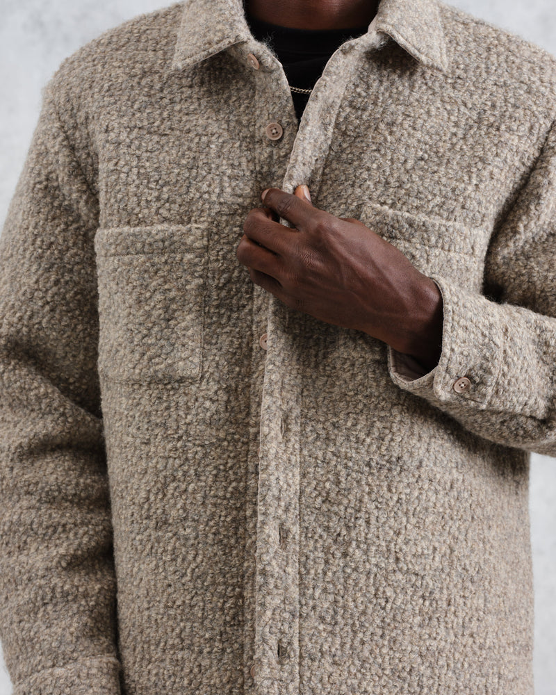 wax london Mount - Natural Reversible Wool Overshirt