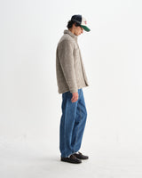 wax london men's Mount - Natural Reversible Boucle Wool Overshirt