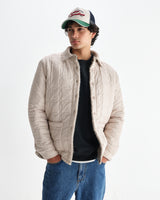 wax london men's Mount - Natural Reversible Boucle Wool Overshirt