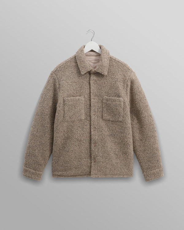 wax london men's Mount - Natural Reversible Boucle Wool Overshirt