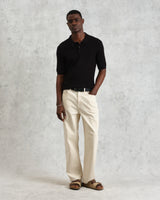 wax london men's Naples - Black Diamond Stripe Knitted Polo