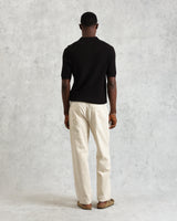 wax london men's Naples - Black Diamond Stripe Knitted Polo