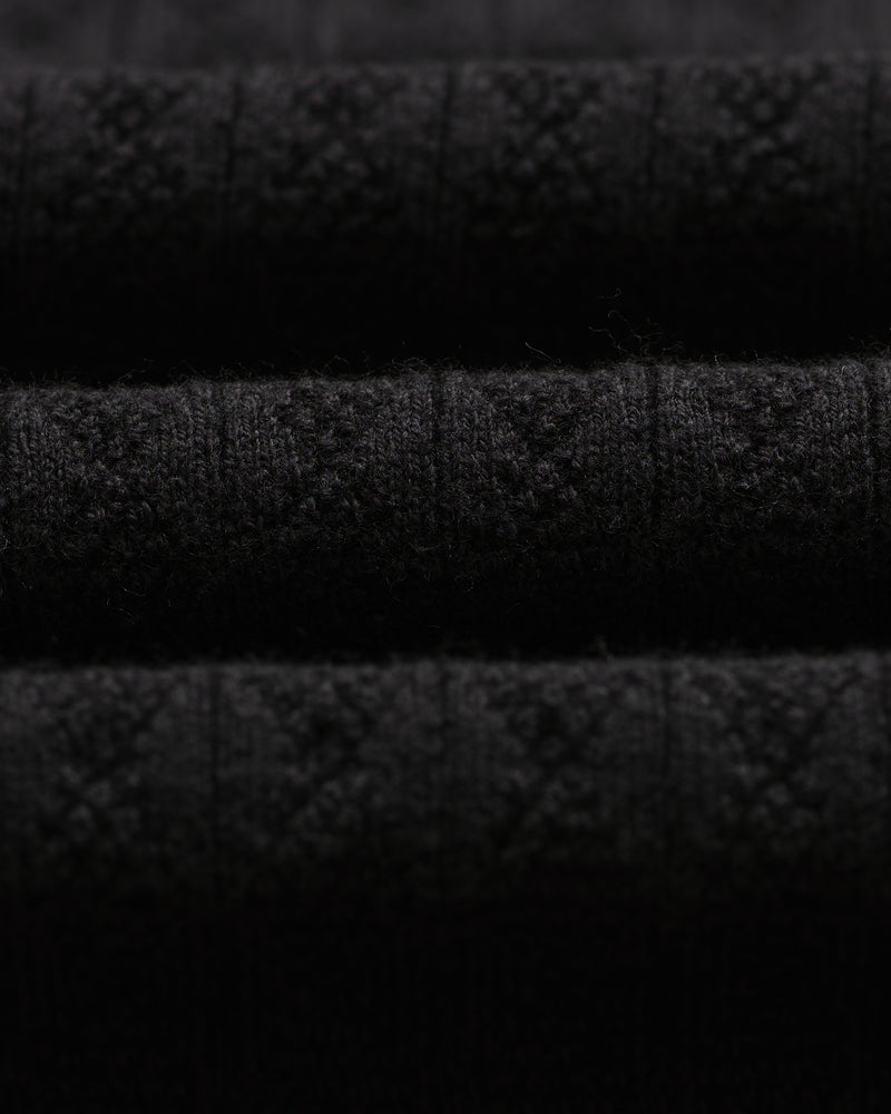 wax london men's Naples - Black Diamond Stripe Knitted Polo