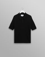 wax london men's Naples - Black Diamond Stripe Knitted Polo