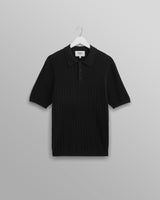 wax london Naples - Black Textured Knitted Polo Shirt