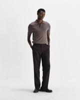 wax london men's Naples - Brown Marl Worsted Wool Knitted Polo