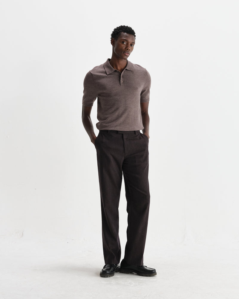 トップス BoTT MARLED KNIT POLO / BROWN BoTT / MARLED KNIT POLO / BROWN | Sophomore