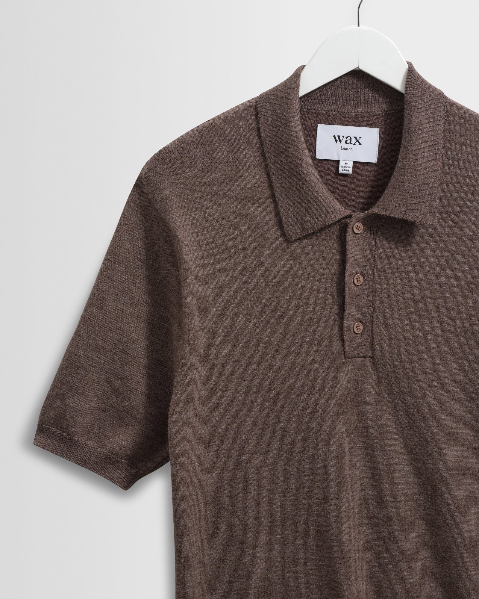 トップス BoTT MARLED KNIT POLO / BROWN Polo Shirt | Tipped Knit Brown | Southern Gents