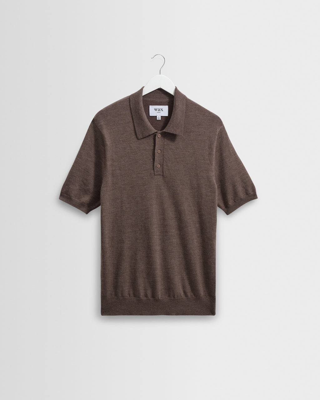 Men's Brown Marl Worsted Wool Knitted Polo | Wax London