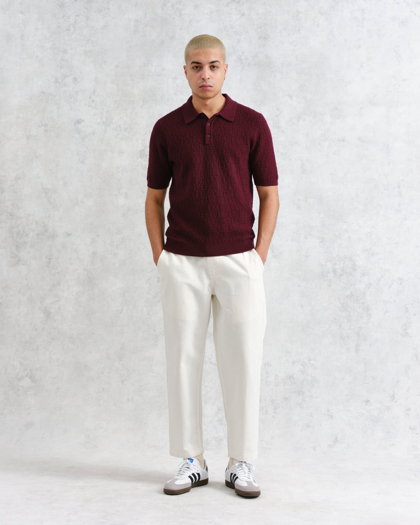 Burgundy and white polo shirt best sale