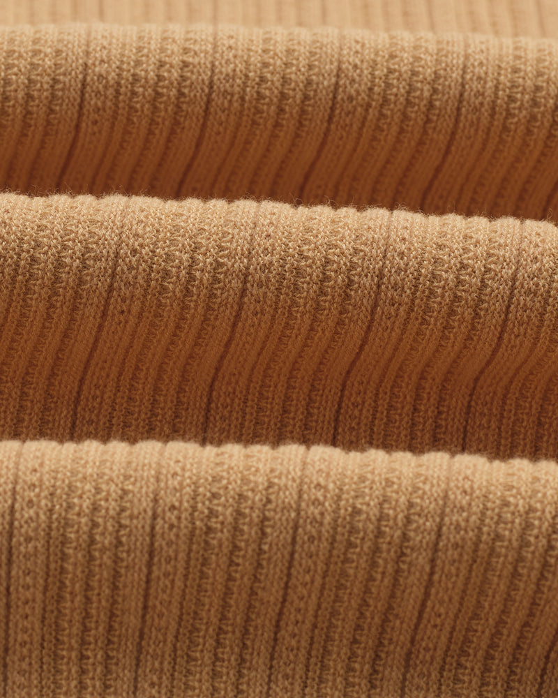 wax london men's Naples - Camel Textured Knitted Polo Shirt