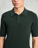 wax london Naples - Dark Green Textured Knitted Polo Shirt