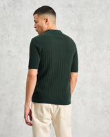 wax london Naples - Dark Green Textured Knitted Polo Shirt