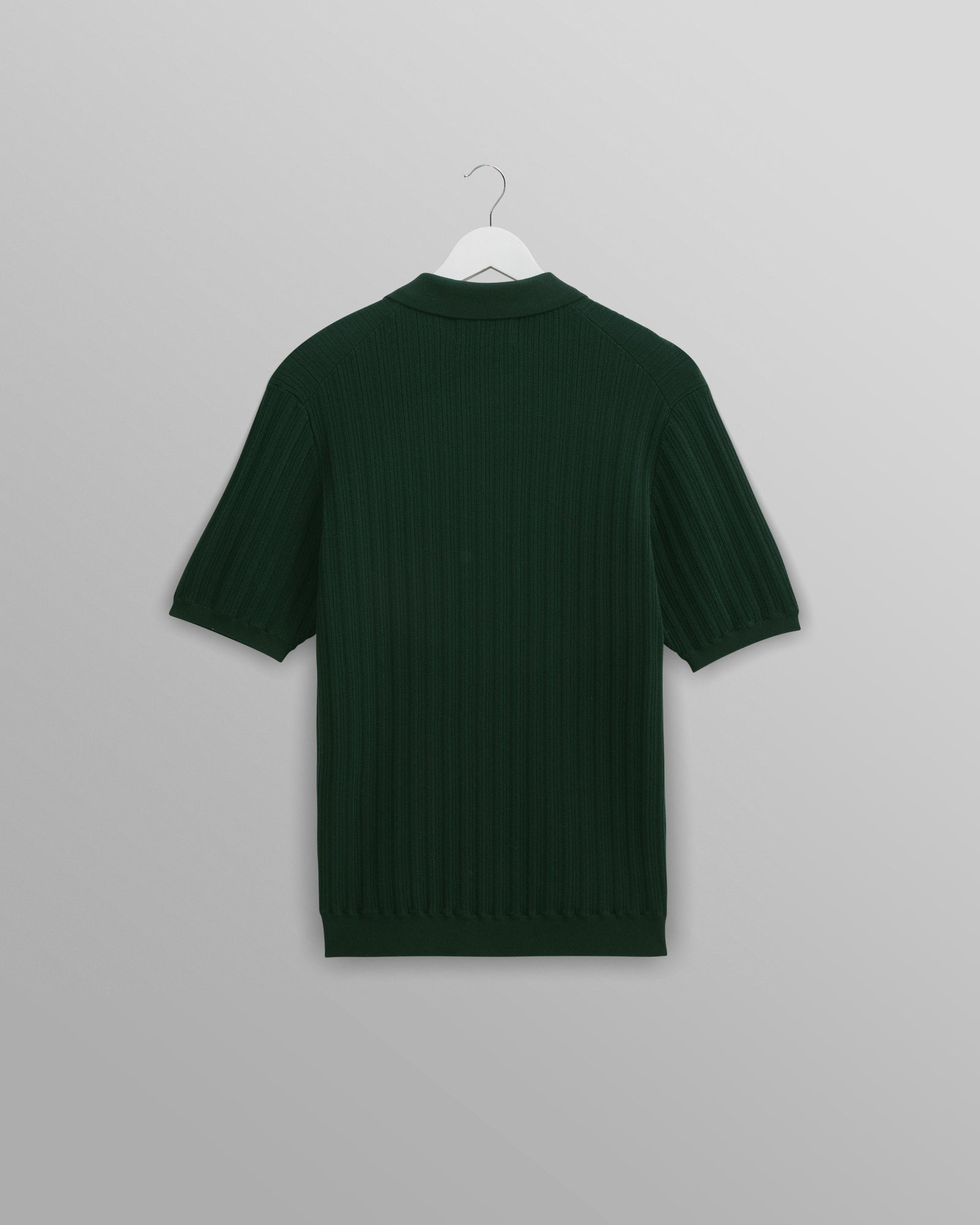 Men's Dark Green Textured Knitted Polo Shirt | Wax London