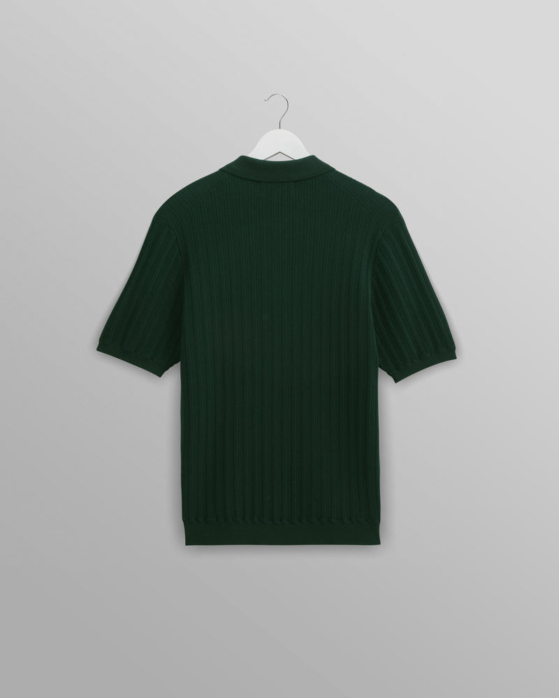 wax london Naples - Dark Green Textured Knitted Polo Shirt