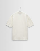 wax london men's Naples - Ecru Retro Diamond Knitted Polo