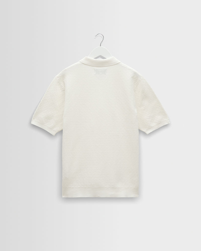 Men's Ecru Retro Diamond Knitted Polo | Wax London