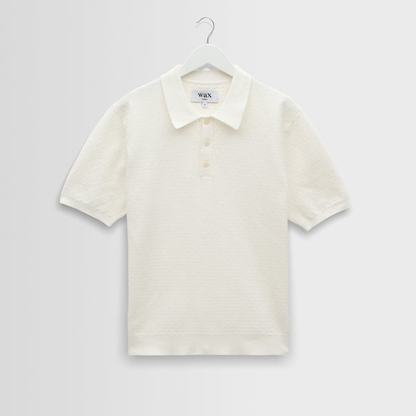 Men's Ecru Retro Diamond Knitted Polo | Wax London