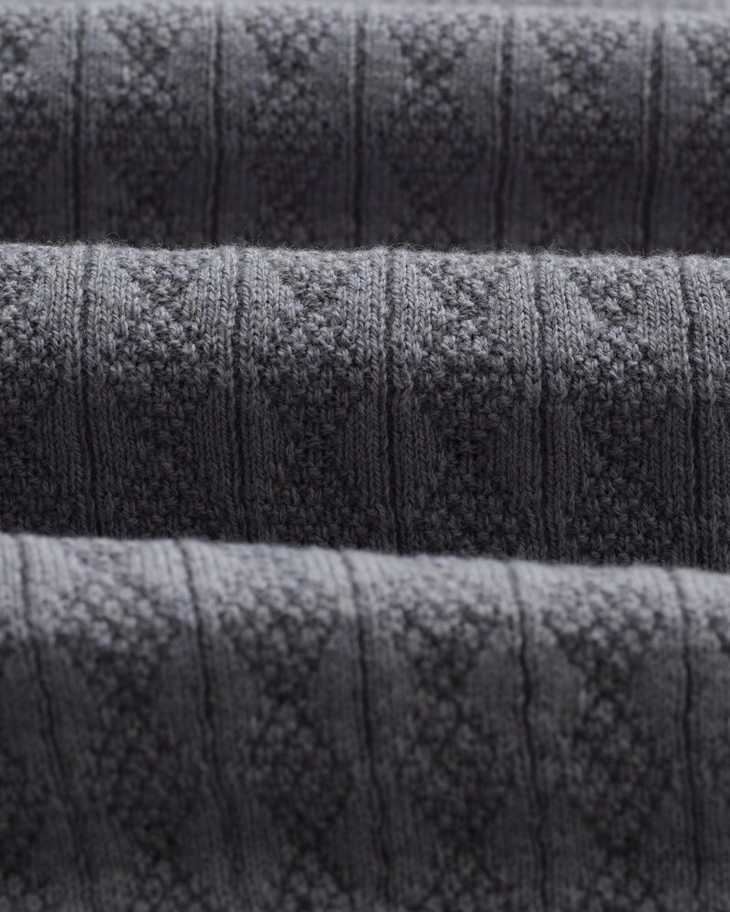 wax london Naples - Grey Blue Diamond Stripe Knitted Polo
