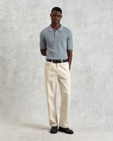 wax london Naples - Grey Blue Diamond Stripe Knitted Polo