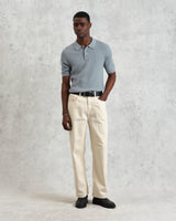 wax london men's Naples - Grey Blue Diamond Stripe Knitted Polo