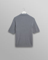 wax london Naples - Grey Blue Diamond Stripe Knitted Polo