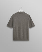 wax london Naples - Grey Marl Textured-Check Knitted Polo Shirt