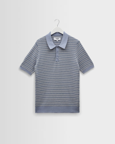 Naples - Light Blue Mini Geometric Knitted Polo