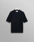 Naples - Midnight Navy Textured Knitted Polo Shirt