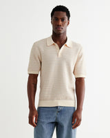 Naples - Natural Mini Geometric Knitted Polo