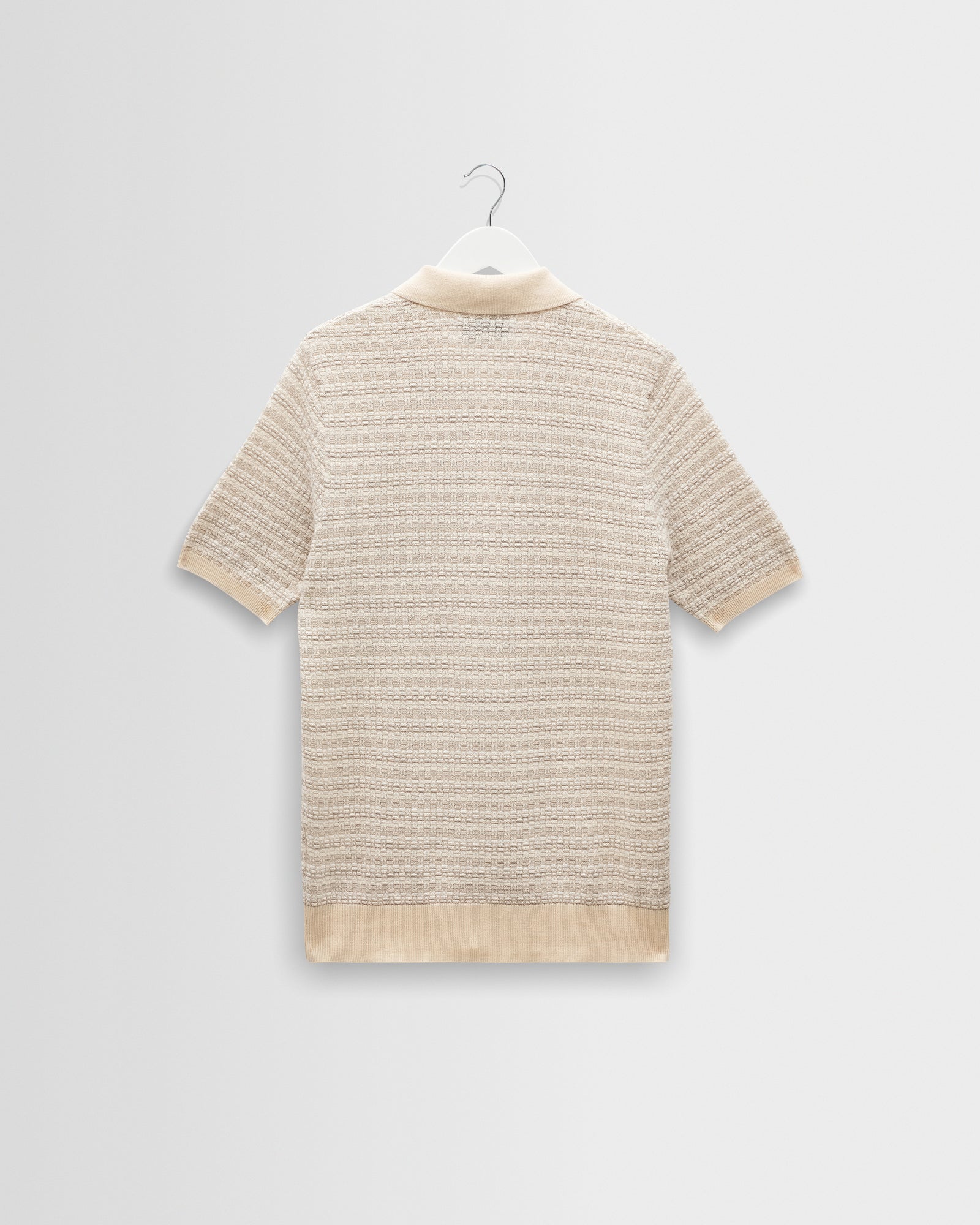 Men's Natural Mini Geometric Knitted Polo | Wax London