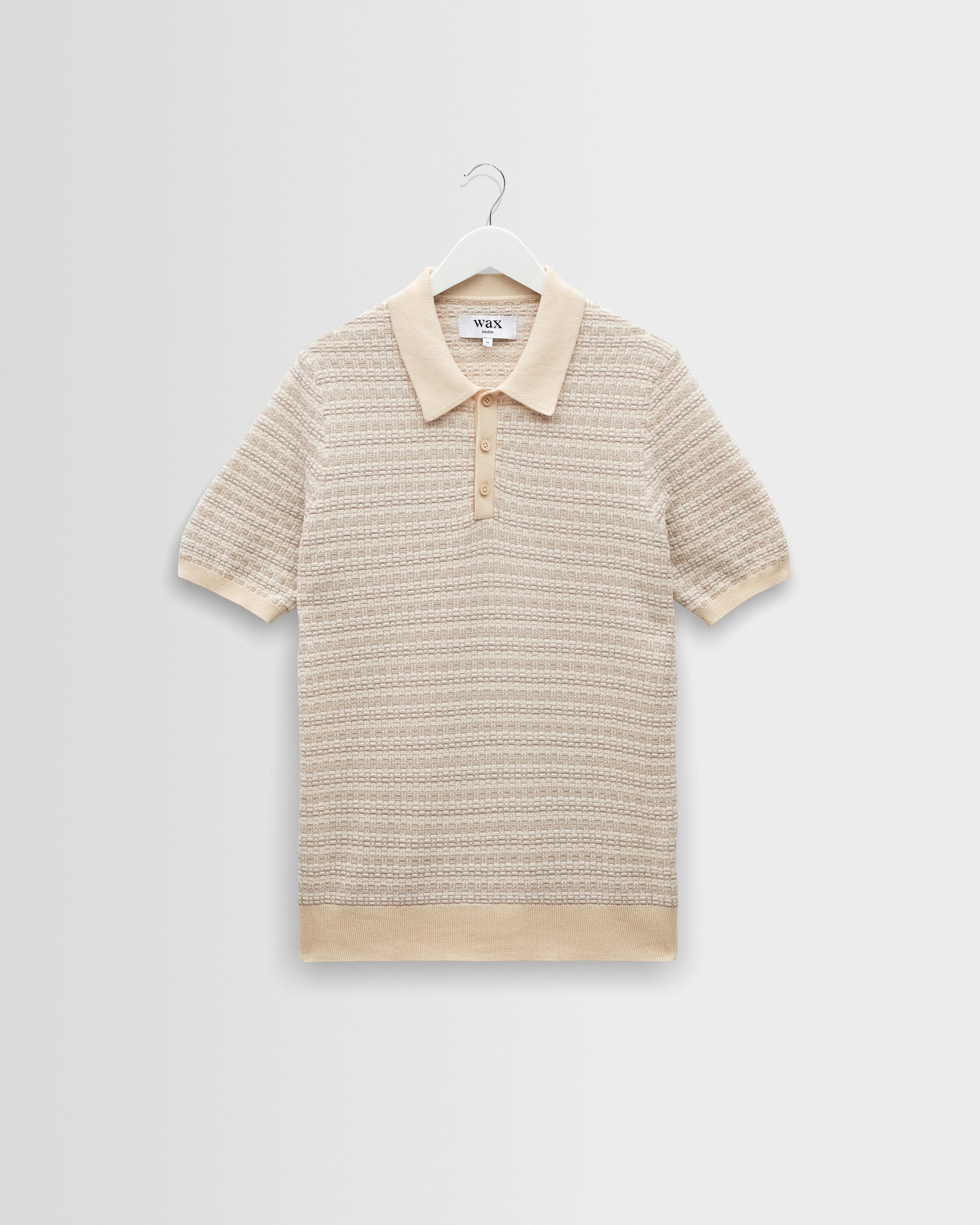 Men's Natural Mini Geometric Knitted Polo | Wax London