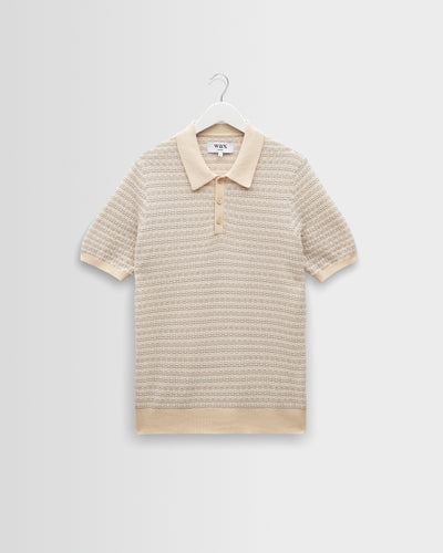 Naples - Natural Mini Geometric Knitted Polo