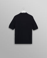 wax london men's Naples - Navy Diamond Stripe Knitted Polo