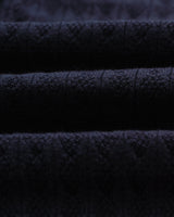 wax london men's Naples - Navy Diamond Stripe Knitted Polo