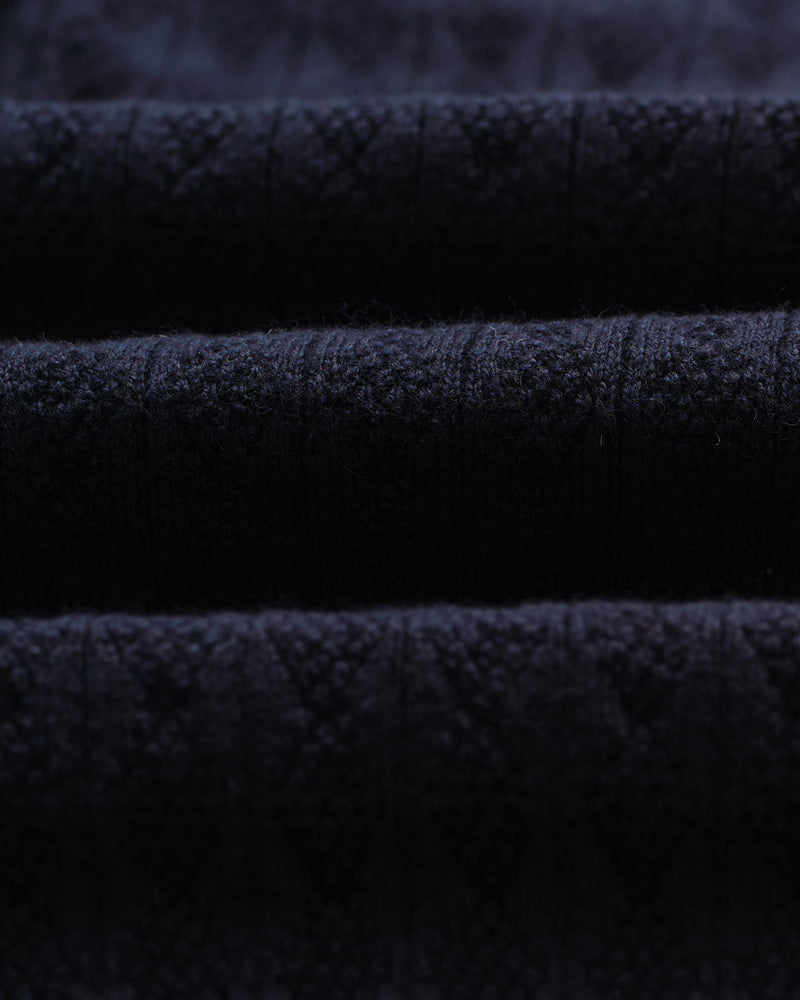 wax london men's Naples - Navy Diamond Stripe Knitted Polo