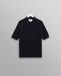 Naples - Navy Diamond Stripe Knitted Polo