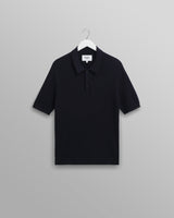 wax london men's Naples - Navy Diamond Stripe Knitted Polo