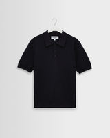 wax london men's Naples - Navy Retro Diamond Knitted Polo