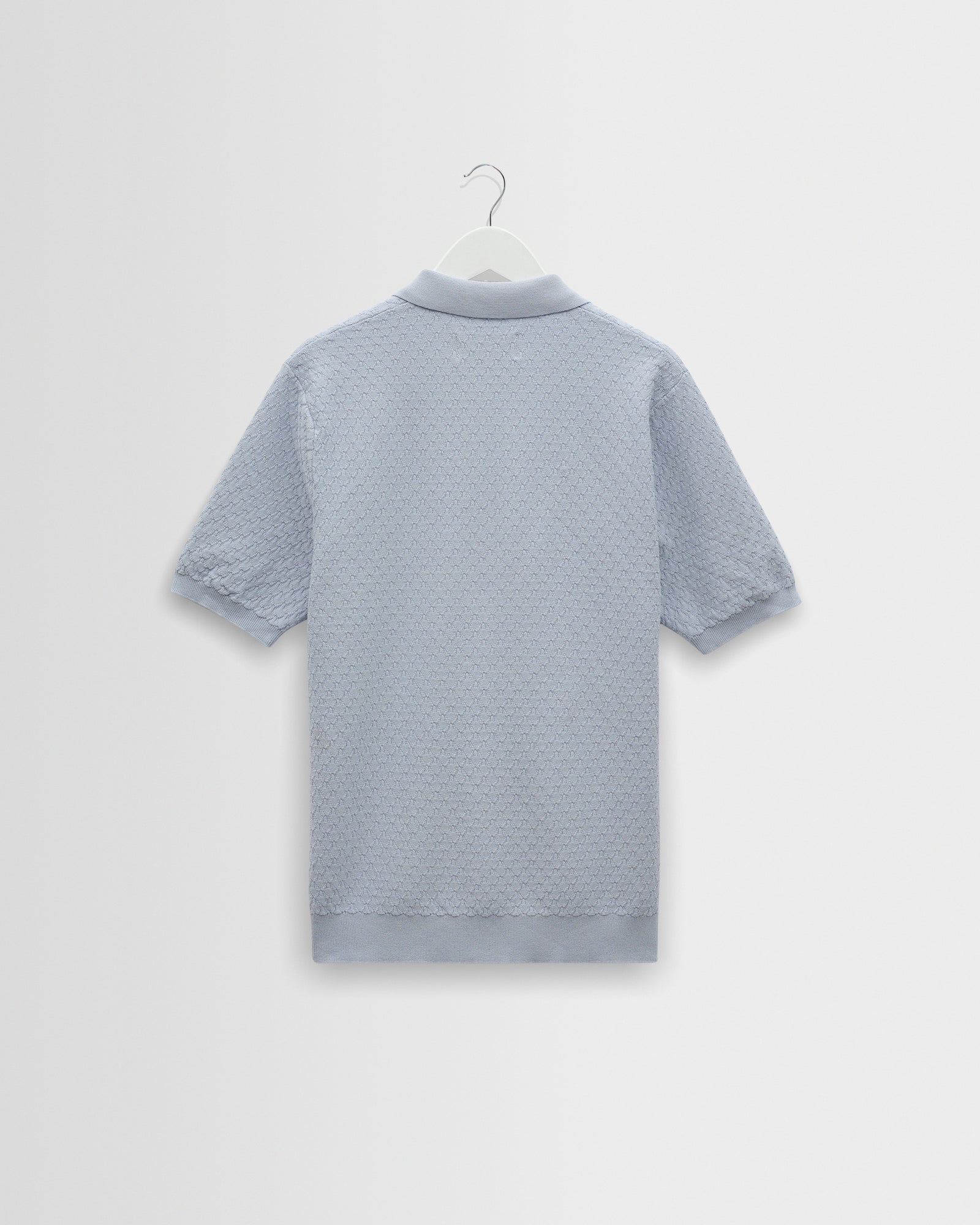 Men's Pale Blue Retro Diamond Knitted Polo | Wax London