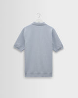 wax london men's Naples - Pale Blue Retro Diamond Knitted Polo