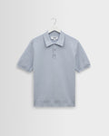 Naples - Pale Blue Retro Diamond Knitted Polo