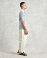 wax london Naples - Pale Blue Textured Knitted Polo Shirt