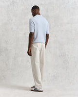 wax london men's Naples - Pale Blue Textured Knitted Polo Shirt