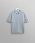 Naples - Pale Blue Textured Knitted Polo Shirt