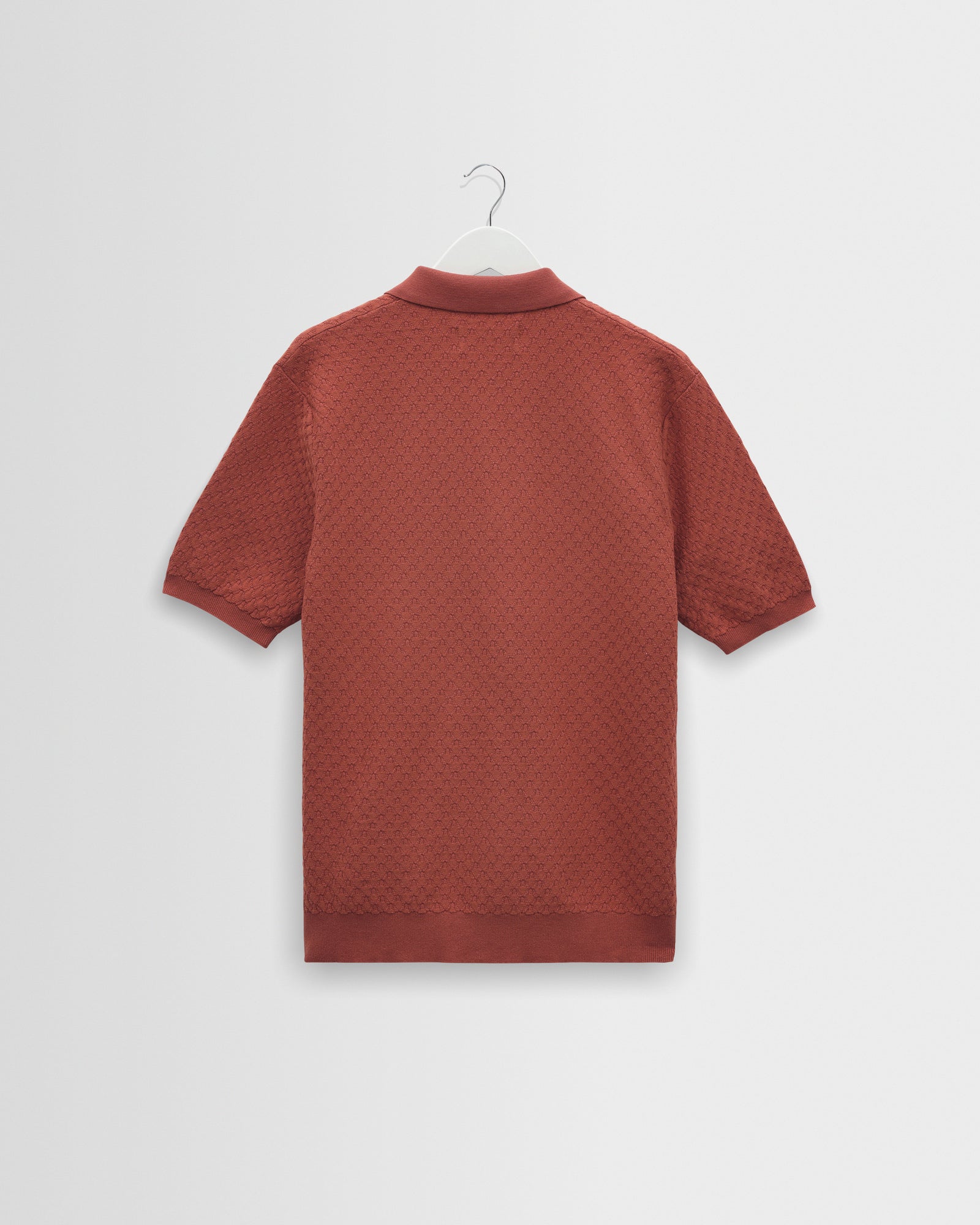 Men's Rust Retro Diamond Knitted Polo | Wax London
