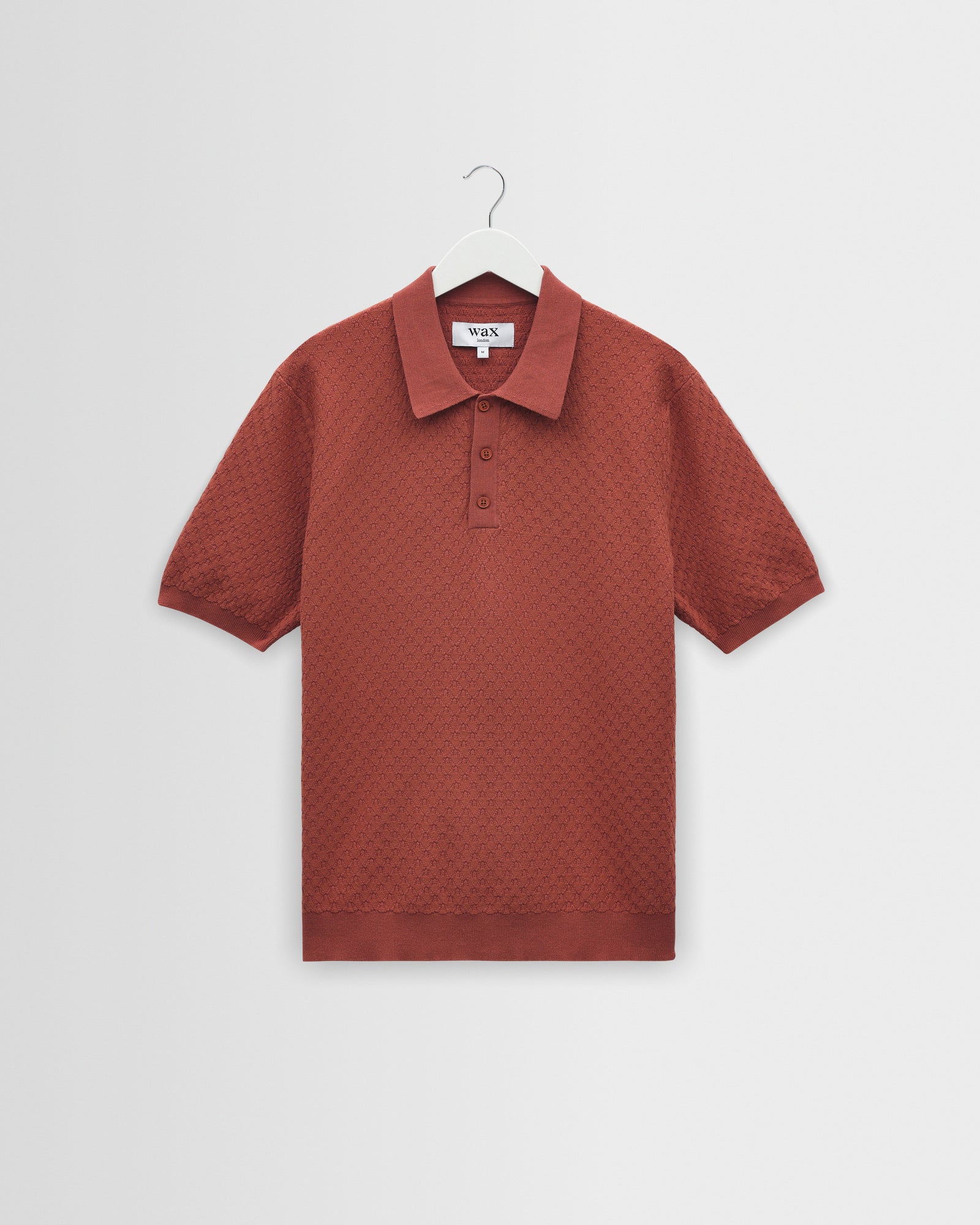 Men's Rust Retro Diamond Knitted Polo | Wax London