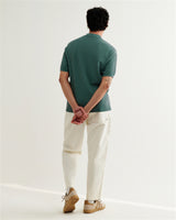 wax london men's Naples - Sea Green Retro Diamond Knitted Polo